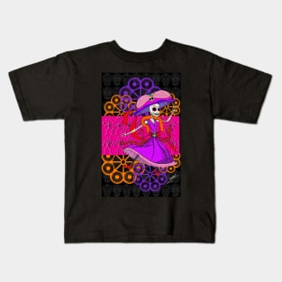 the catrina calavera in random dancing at day of the dead ecopop Kids T-Shirt